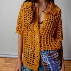 BDG Osaka Open-knit Polo Sweater